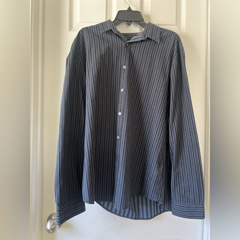DKNY Black and Blue Striped Shirt